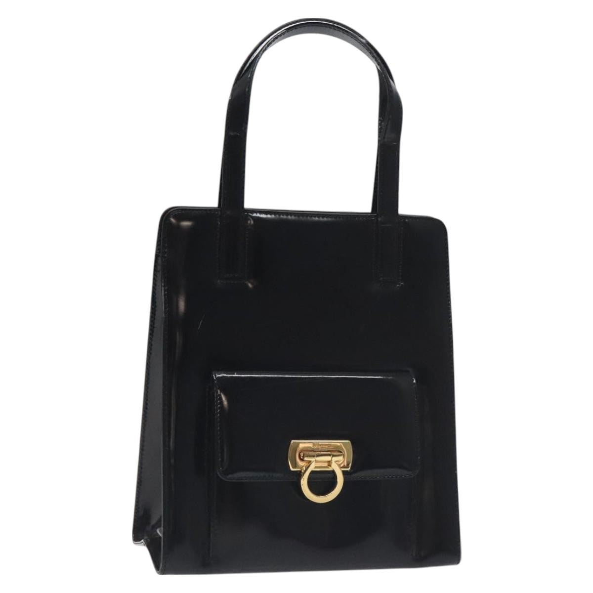 Salvatore Ferragamo Gancini handbag Patent leather, BLACK, PATENT_LEATHER, Handbag