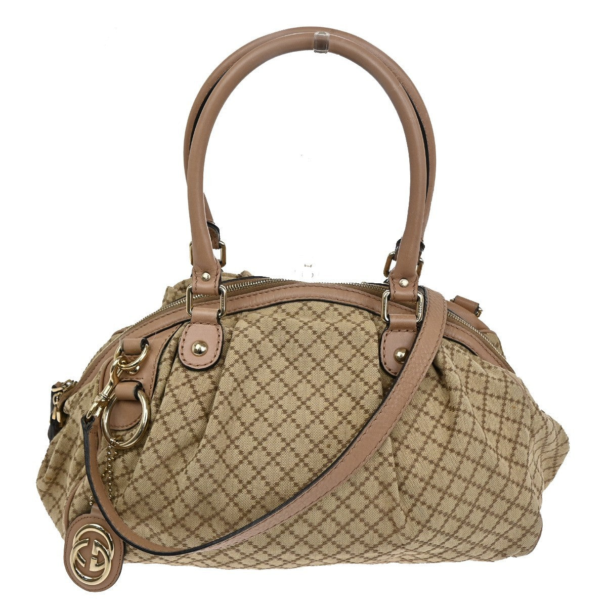 Gucci Sukey Convertible Boston Bag Diamante Canvas, BROWN, CANVAS, Tote bag