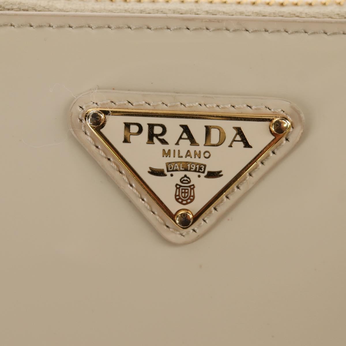 Prada Triangle Double Zip Pouch Bag with Chain Patent leather, BEIGE, PATENT_LEATHER, Clutche & pouche