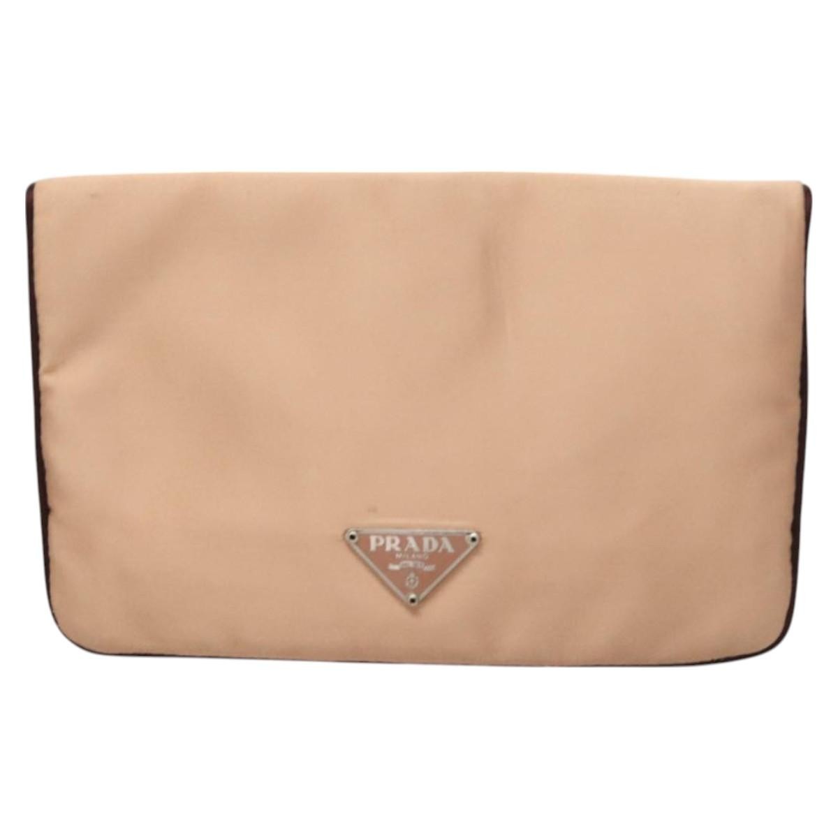 Prada Vintage Pouch Satin, BEIGE, SATIN, Clutche & pouche