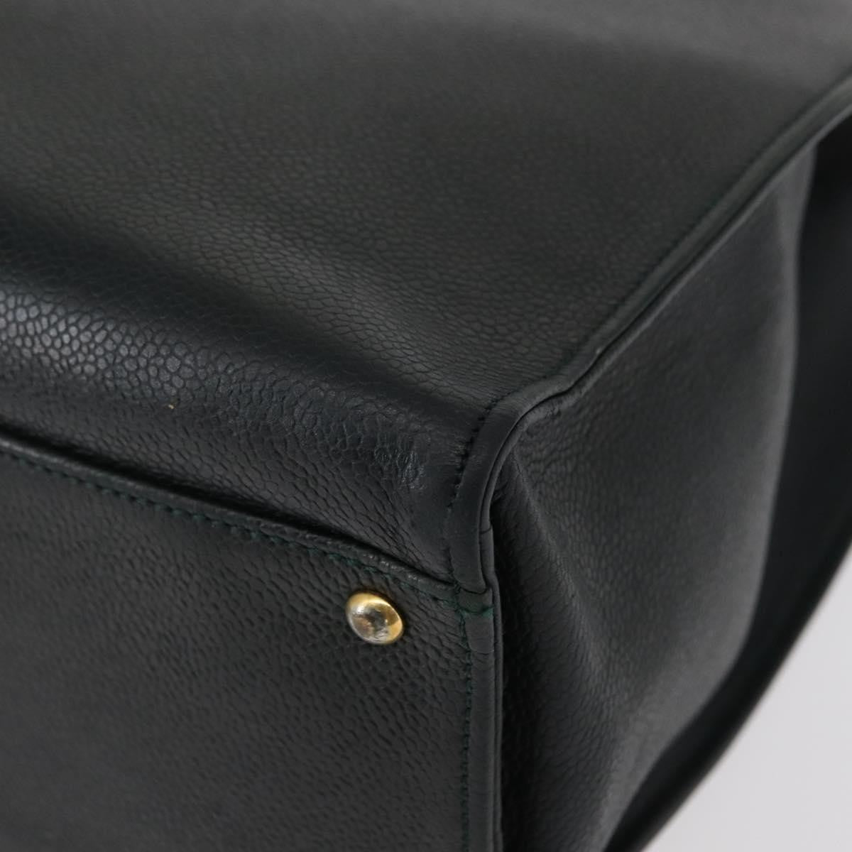 Chanel Vintage CC Lock Pocket Chain Tote Caviar, GREEN, LEATHER, Handbag