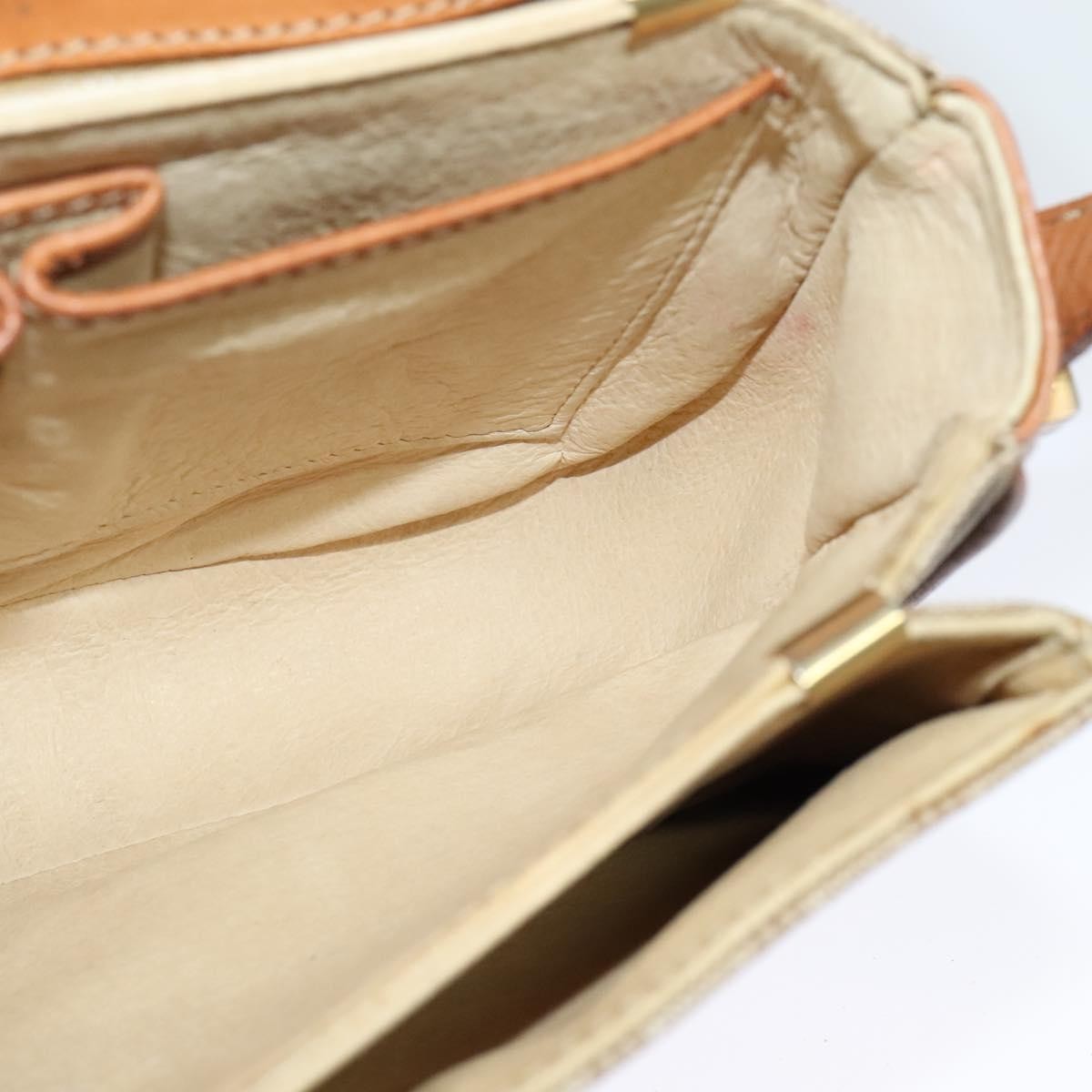 Celine Vintage Macadam Shoulder Bag Canvas and Leather, BEIGE, CANVAS, Shoulder bag