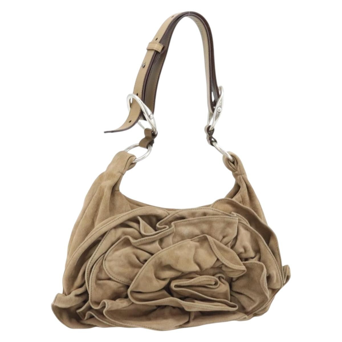 Saint Laurent Vintage Shoulder Bag Suede, BEIGE, SUEDE, Shoulder bag