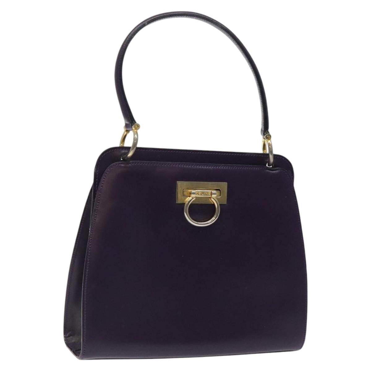 Celine Gancini Handbag Leather, PURPLE, LEATHER, Handbag