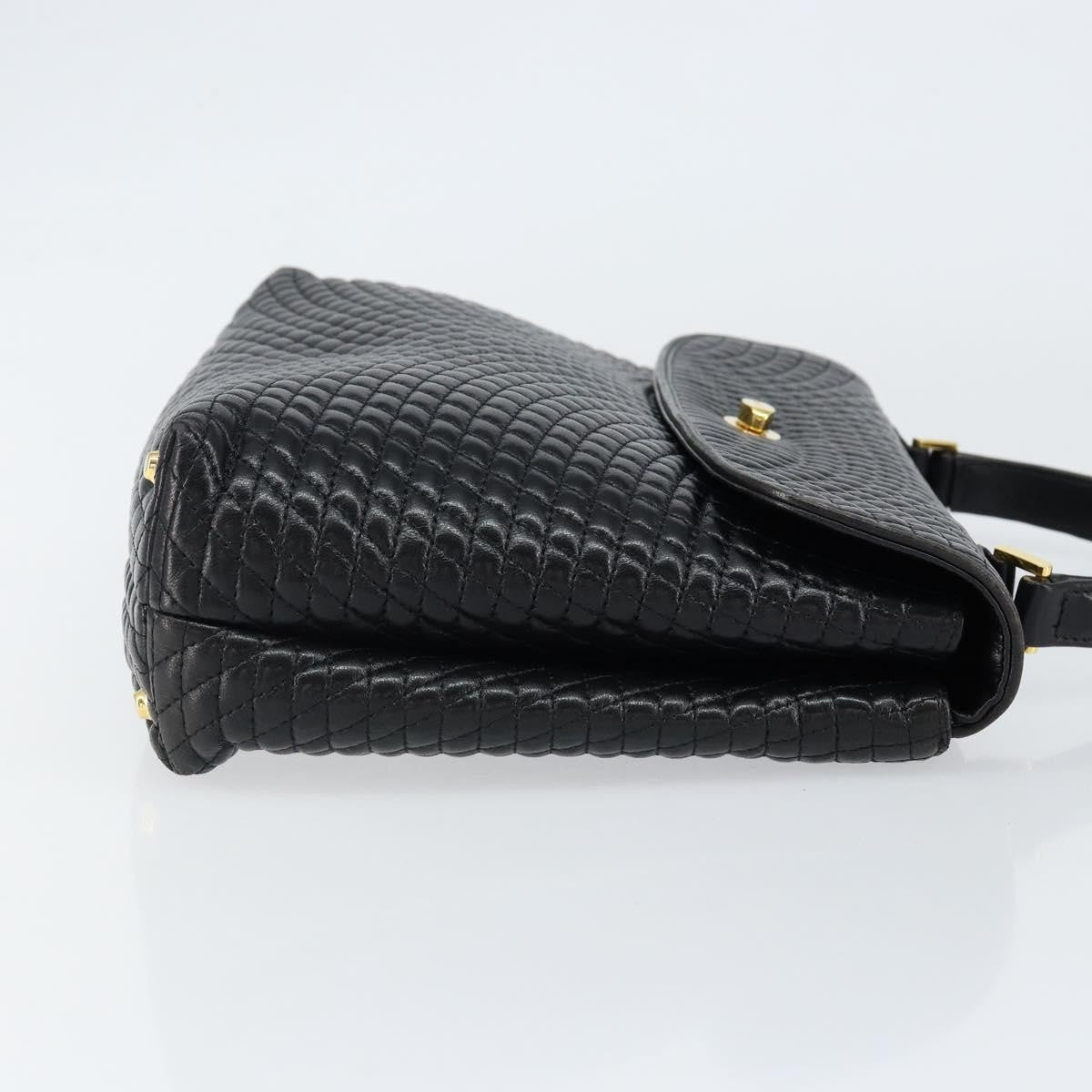 Bally Vintage Handbag Quilted Leather, BLACK, LEATHER, Handbag