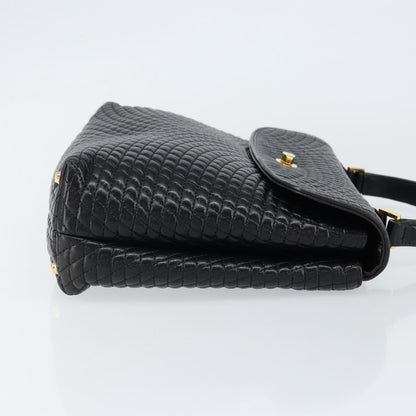 Bally Vintage Handbag Quilted Leather, BLACK, LEATHER, Handbag
