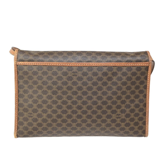 Celine Vintage Macadam Shoulder Bag Canvas and Leather, BROWN, CANVAS, Shoulder bag