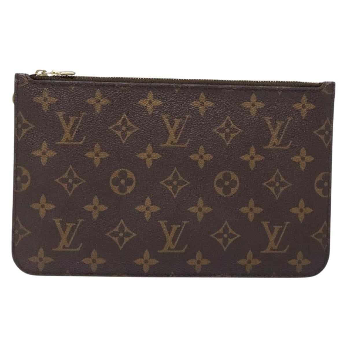 Louis Vuitton Neverfull Pochette Monogram Canvas, BROWN, CANVAS, Tote bag