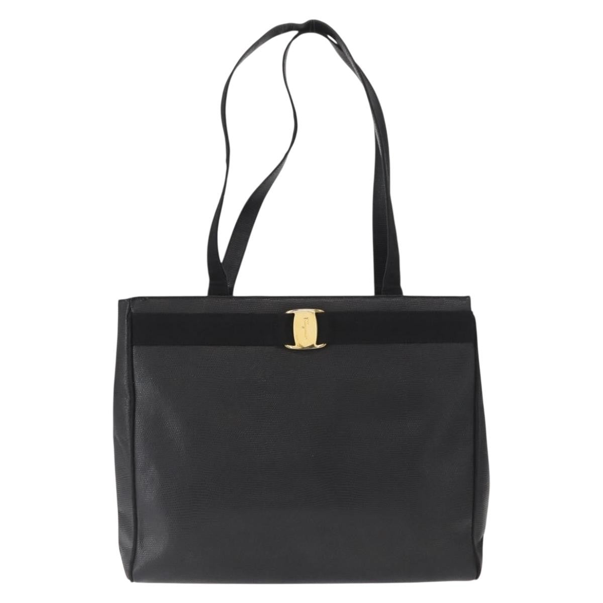 Salvatore Ferragamo Vala tote Leather, BLACK, LEATHER, Tote bag