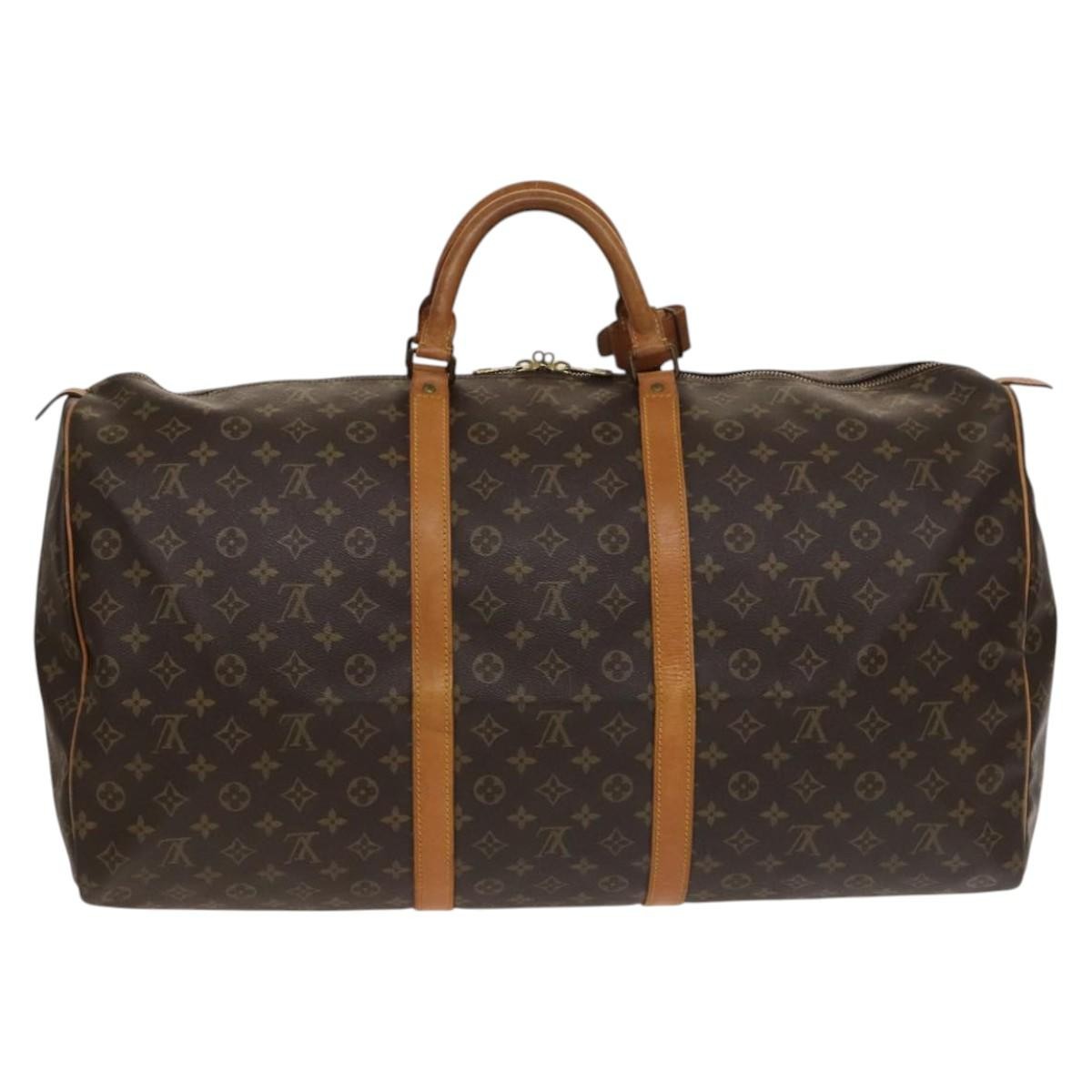 Louis Vuitton Keepall Bag Monogram Canvas, BROWN, CANVAS, Travel bag