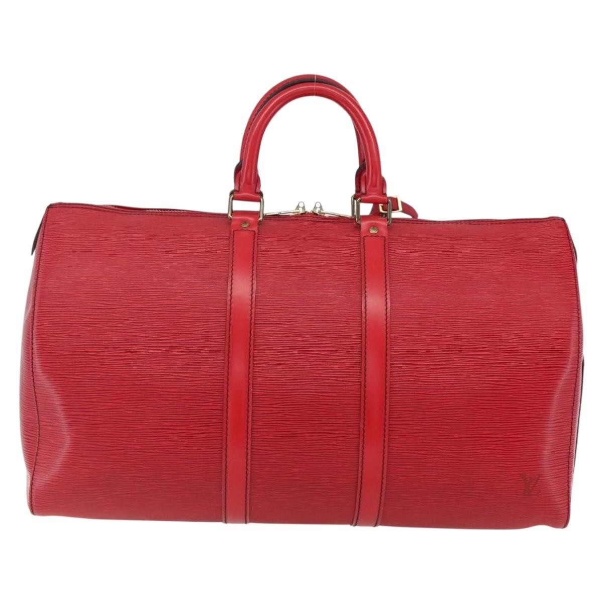 Louis Vuitton Keepall Bag Epi Leather, RED, LEATHER, Travel bag