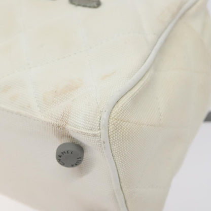 Chanel Vintage Logo Bowler Bag Quilted Canvas, WHITE, CANVAS, Handbag