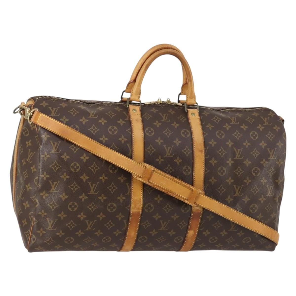 Louis Vuitton Keepall Bandouliere Bag Monogram Canvas, BROWN, CANVAS, Travel bag