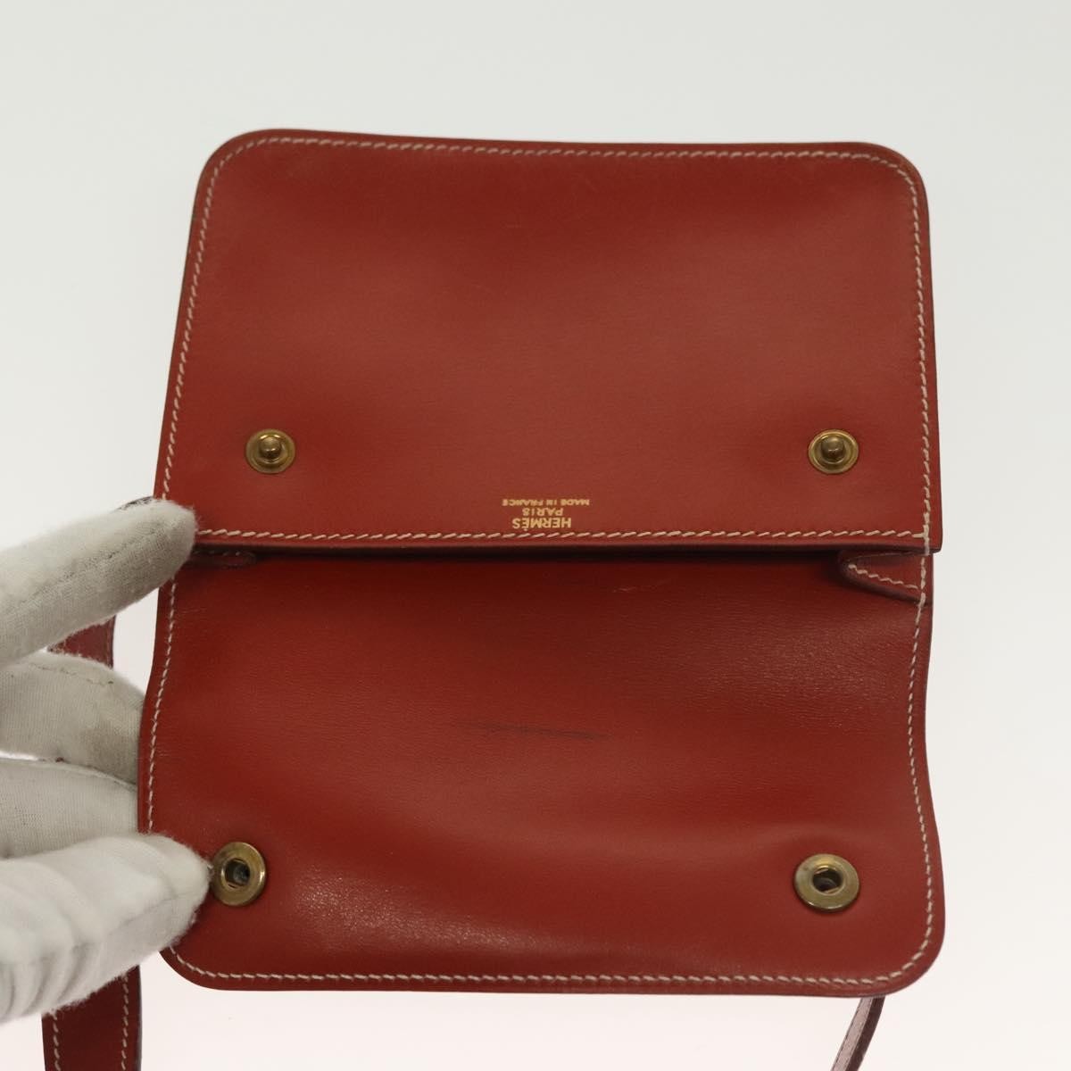 Hermes Pochette Green Waist Bag Leather, BROWN, LEATHER, Clutche & pouche