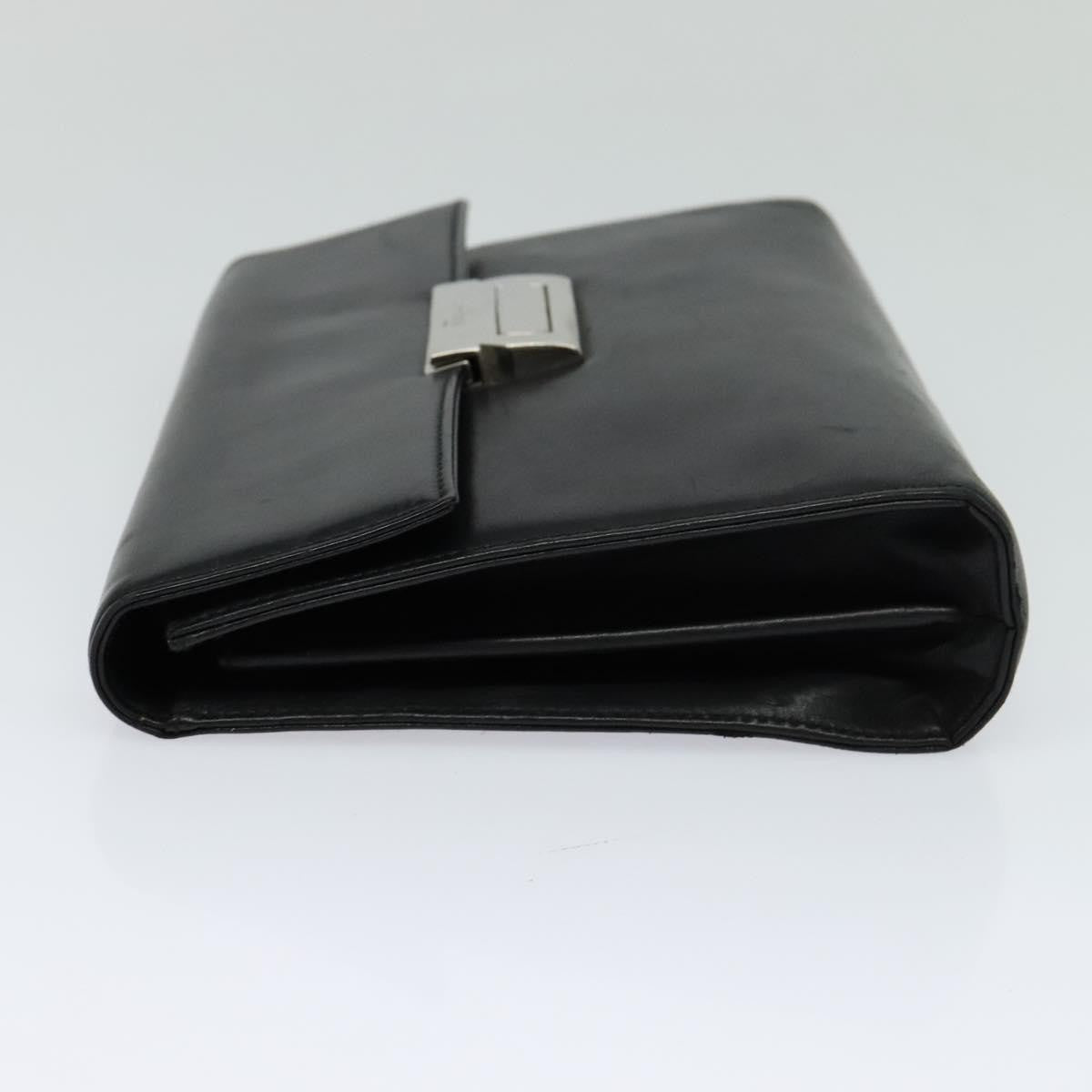 Salvatore Ferragamo Vintage Gancini Pochette Leather, BLACK, LEATHER, Clutche & pouche