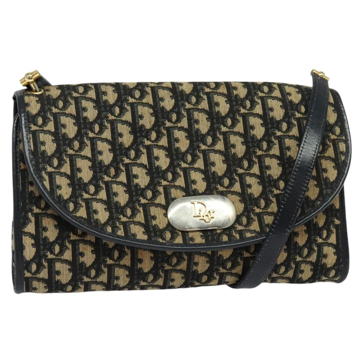 Christian Dior Vintage Trotter Flap Shoulder Bag Diorissimo Canvas, NAVY, CANVAS, Shoulder bag