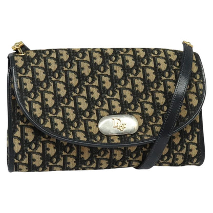 Christian Dior Vintage Trotter Flap Shoulder Bag Diorissimo Canvas, NAVY, CANVAS, Shoulder bag