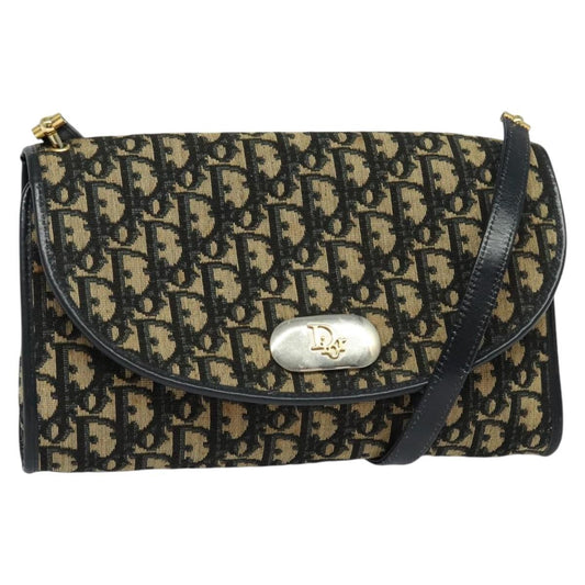 Christian Dior Vintage Trotter Flap Shoulder Bag Diorissimo Canvas, NAVY, CANVAS, Shoulder bag