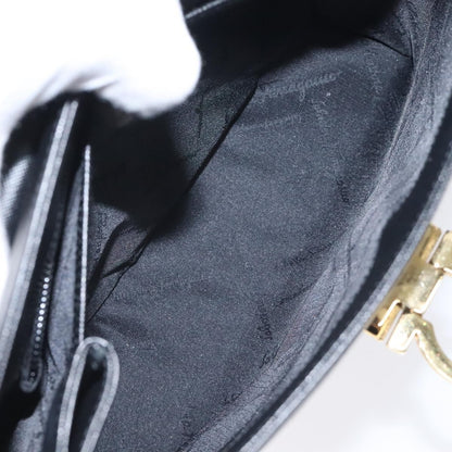 Salvatore Ferragamo Gancini Convertible Top Handle Bag Leather, BLACK, LEATHER, Handbag