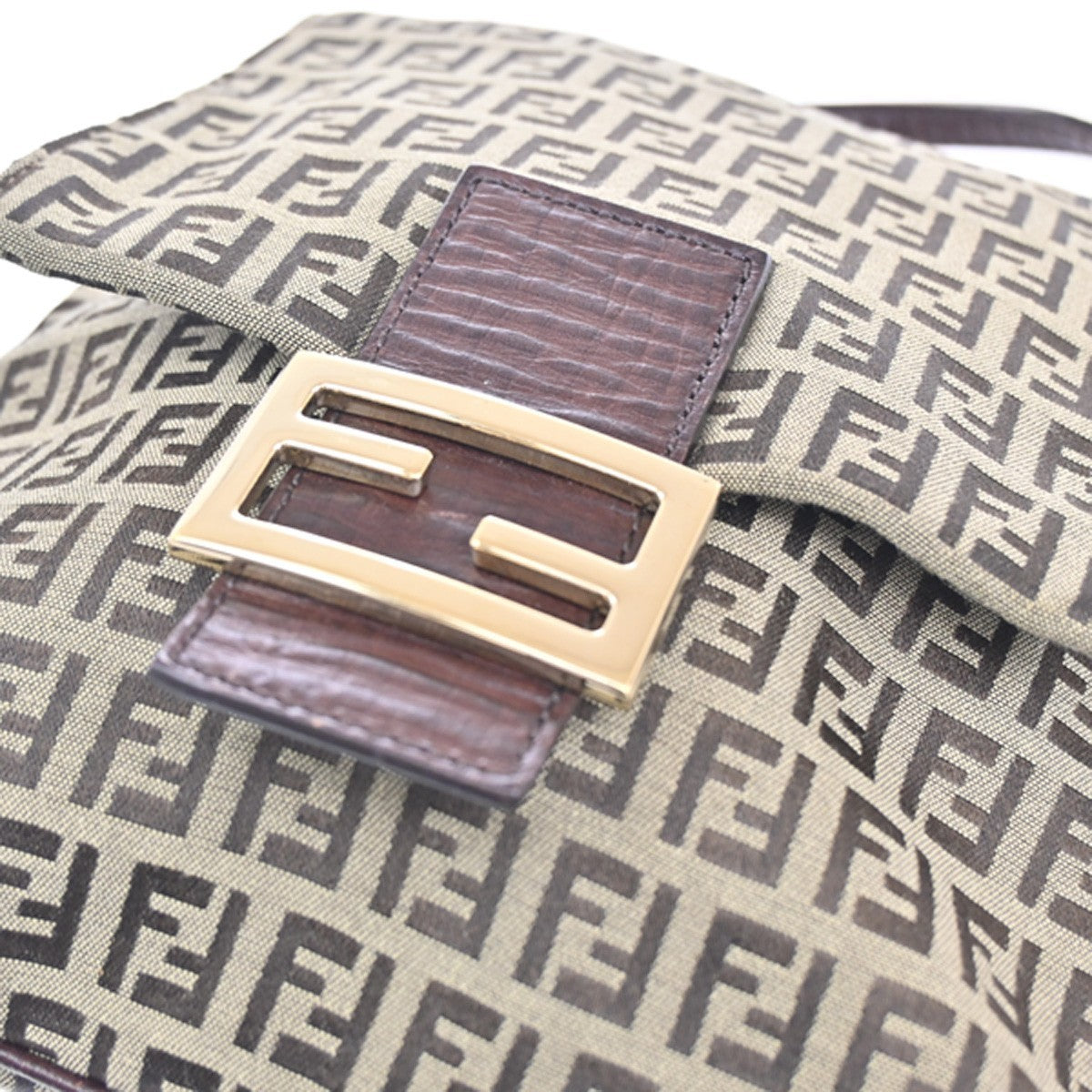 Fendi Vintage Flap Crossbody Bag Zucchino Canvas, BROWN, CANVAS, Shoulder bag