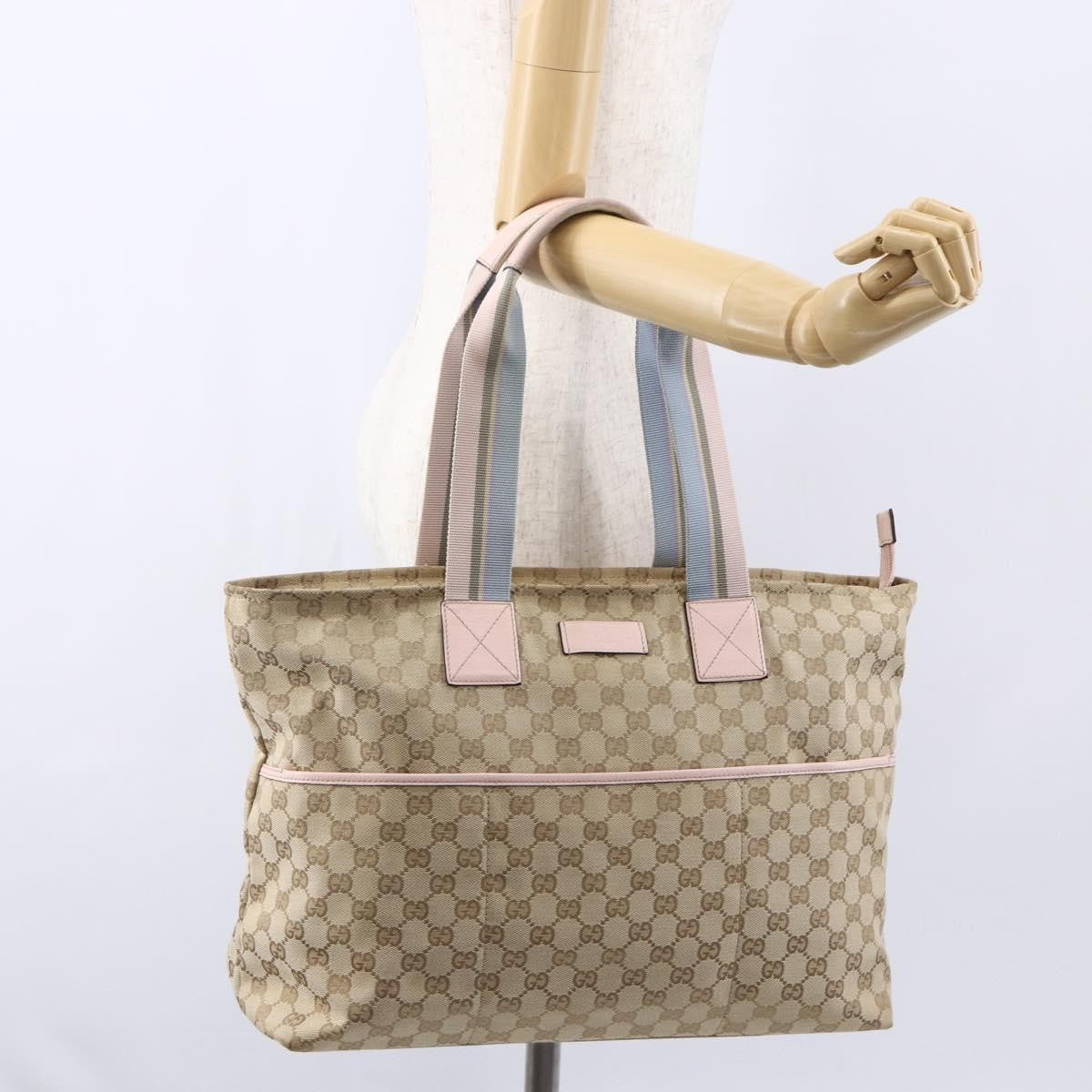 Gucci Diaper Web Strap Tote GG Canvas, BEIGE, CANVAS, Tote bag