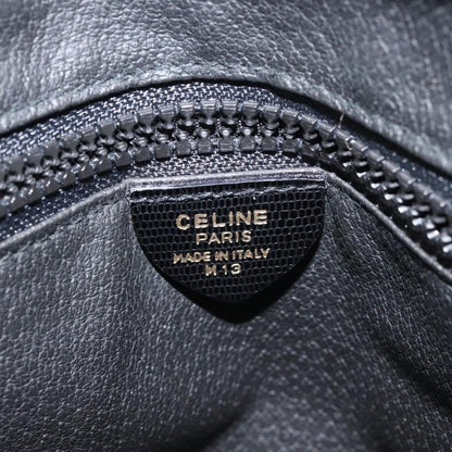 Celine Circle Logo Handbag Leather, BLACK, LEATHER, Handbag