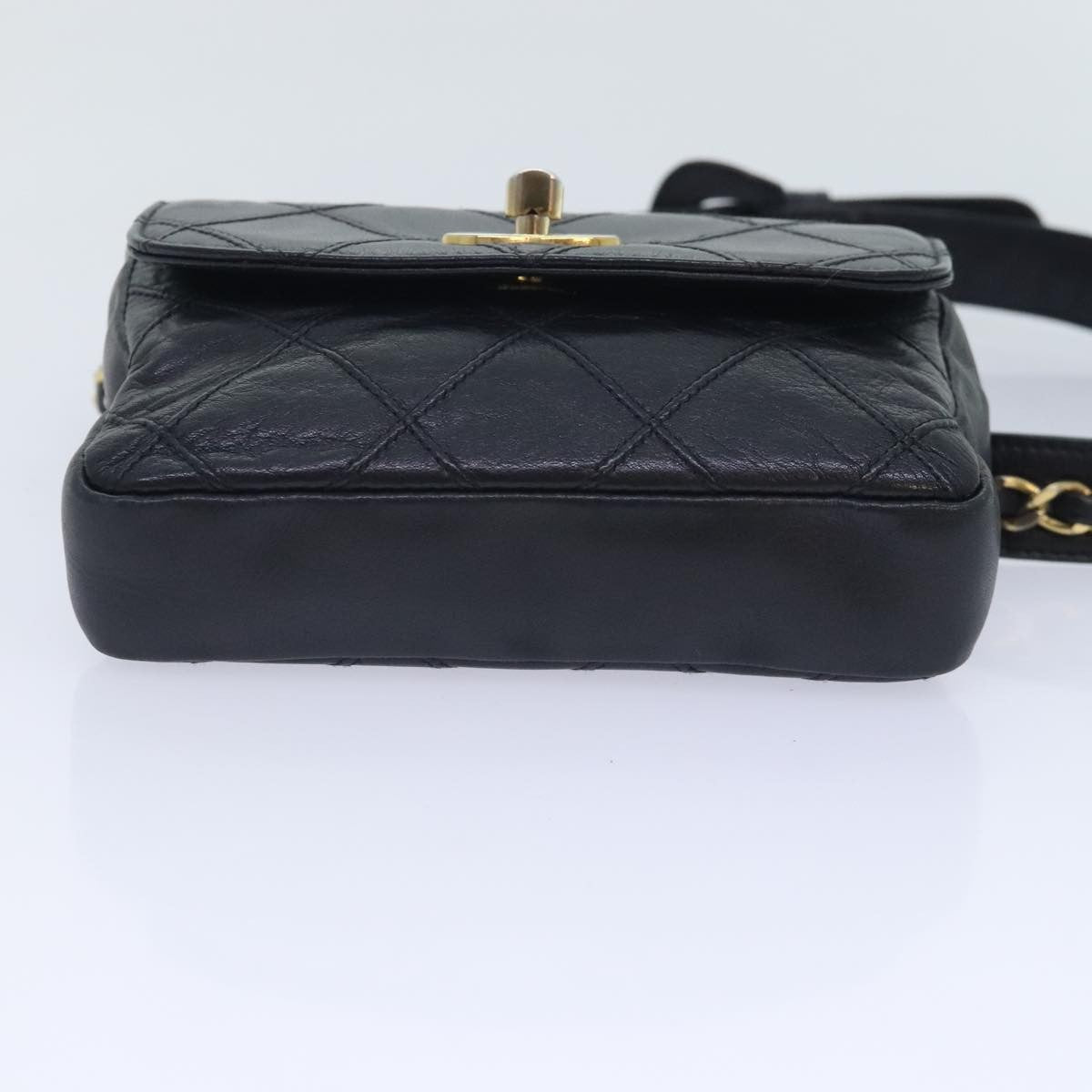 Chanel Vintage Flap Waist Bag Leather, BLACK, LEATHER, Clutche & pouche