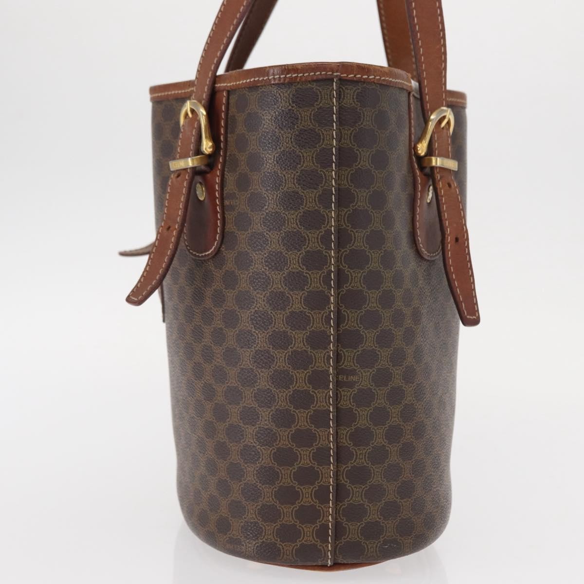 Celine Vintage Macadam Handbag Canvas and Leather, BROWN, CANVAS, Tote bag