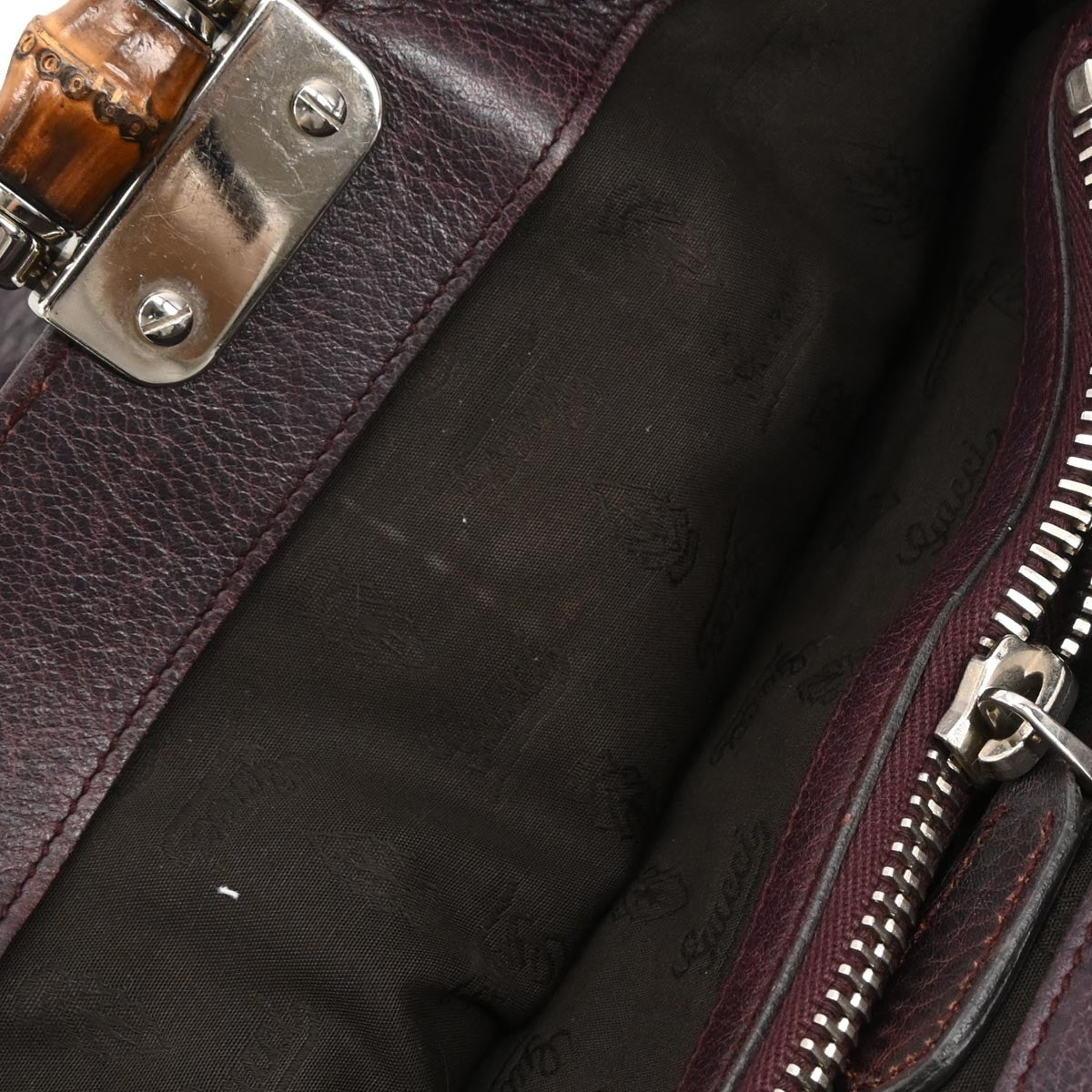 Gucci Vintage Bamboo Handle Bag Leather, BROWN, LEATHER, Tote bag