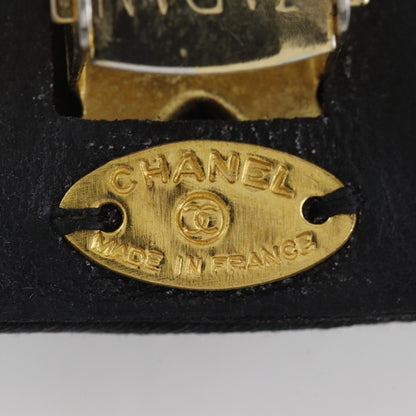 Chanel Coco mark barette Gold plated, BLACK, SUEDE, Head accessory