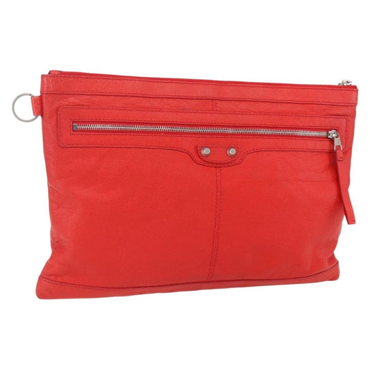 Balenciaga Classic City Clip Pouch Leather, RED, LEATHER, Clutche & pouche