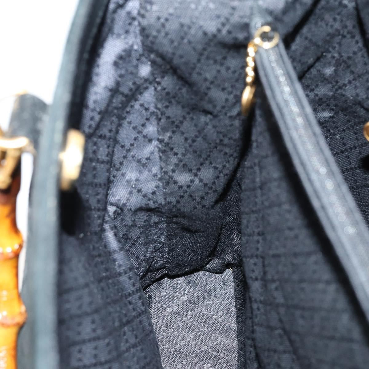 Gucci Vintage Bamboo Handle Bag Suede, BLACK, SUEDE, Handbag