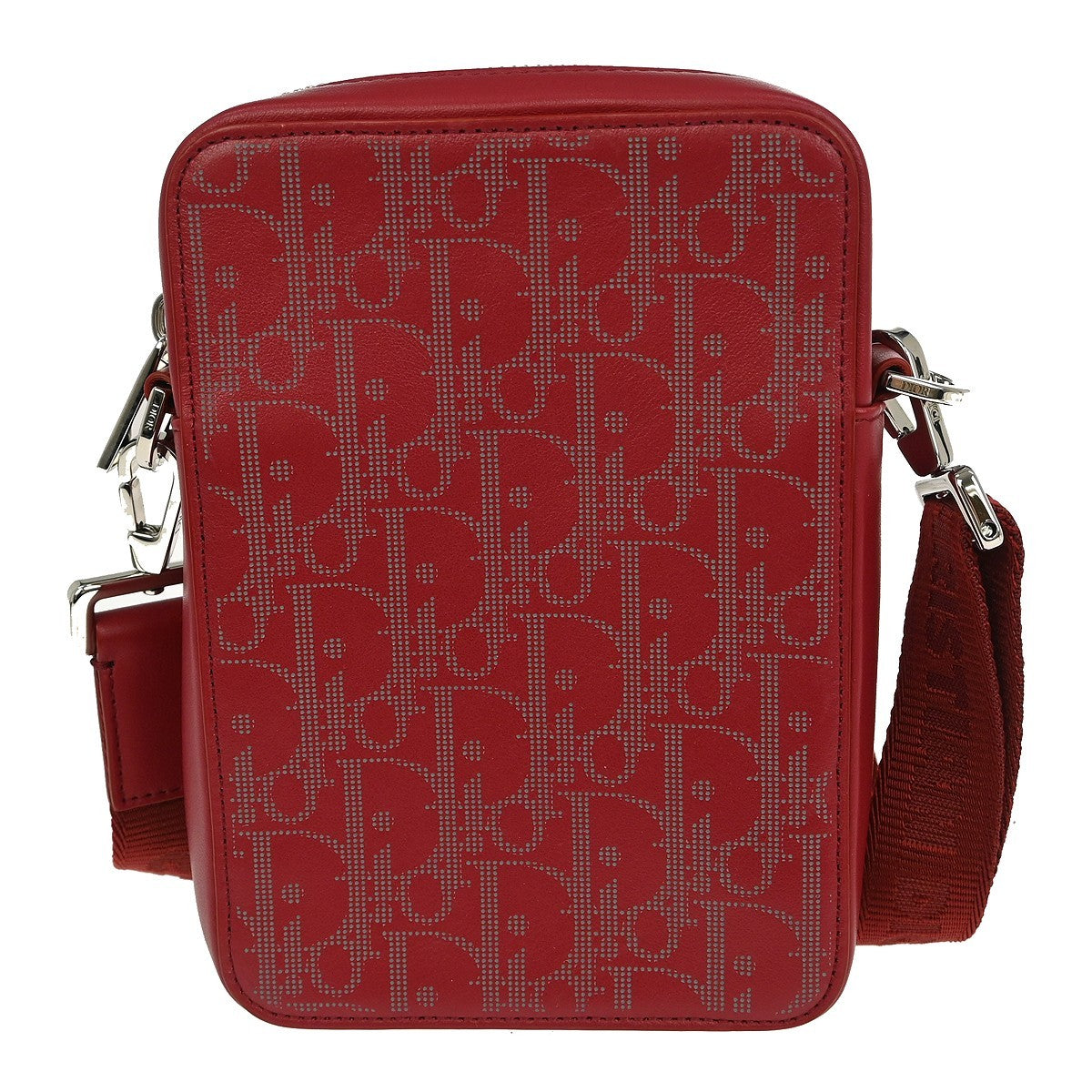 Christian Dior World Tour Zip Messenger Pouch Oblique Galaxy Leather, RED, LEATHER, Shoulder bag