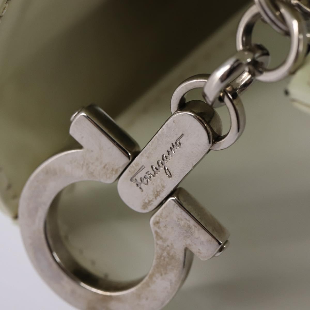 Salvatore Ferragamo Gancini handbag Patent leather, WHITE, PATENT_LEATHER, Handbag