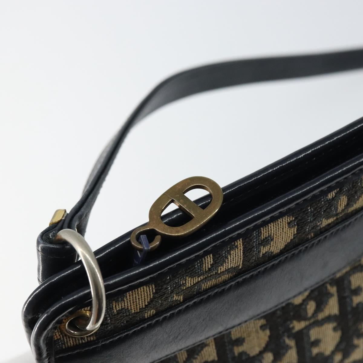 Christian Dior Vintage Trotter Shoulder Bag Canvas, NAVY, CANVAS, Shoulder bag