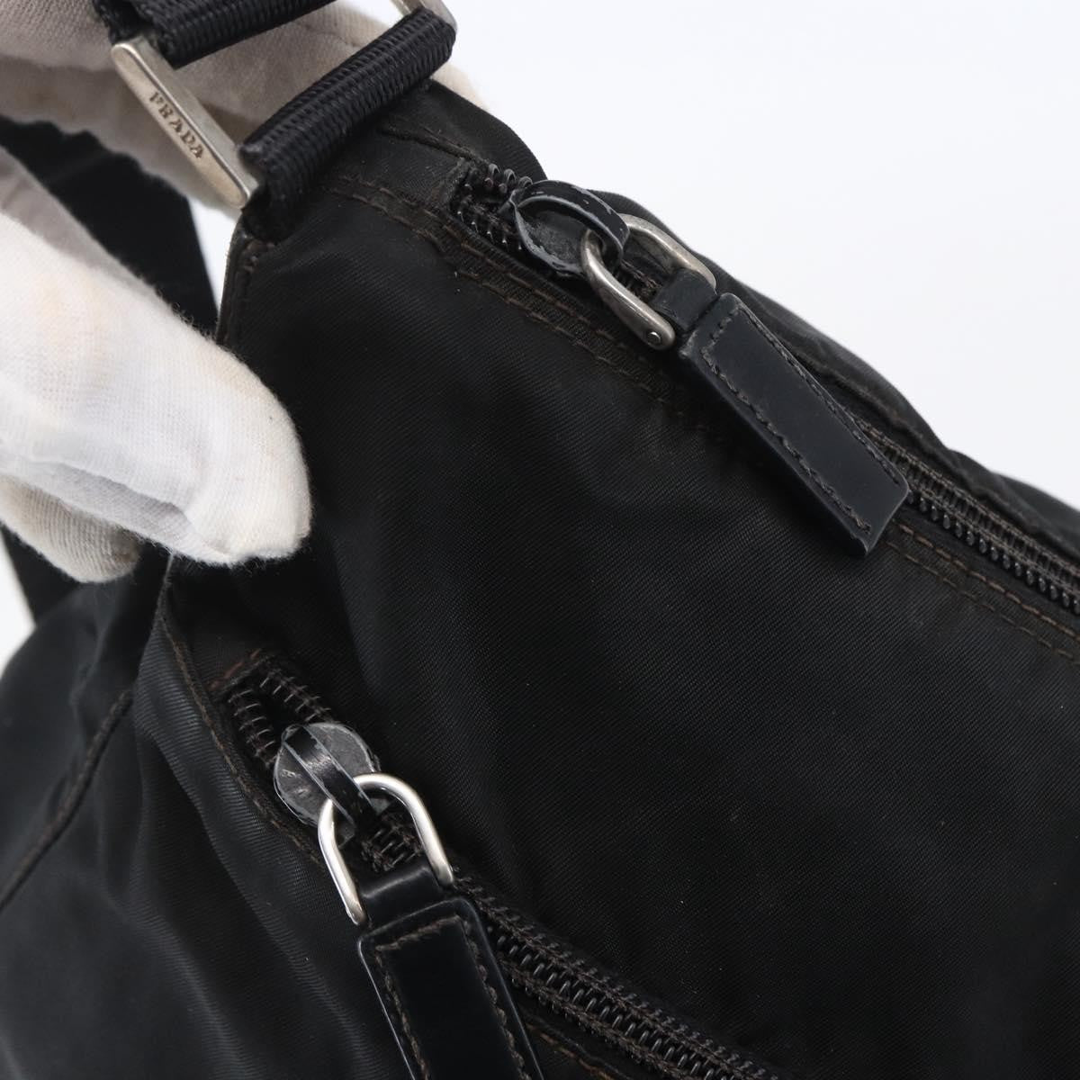 Prada Front Pocket Messenger Bag Tessuto, BLACK, NYLON, Shoulder bag
