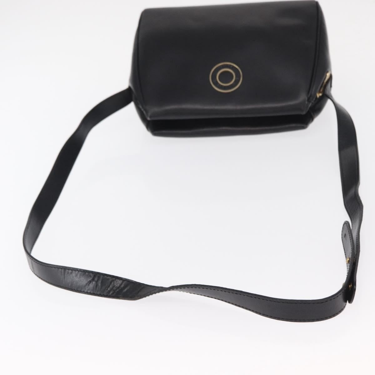 Celine Vintage Circle Logo Crossbody Bag Leather, BLACK, LEATHER, Shoulder bag