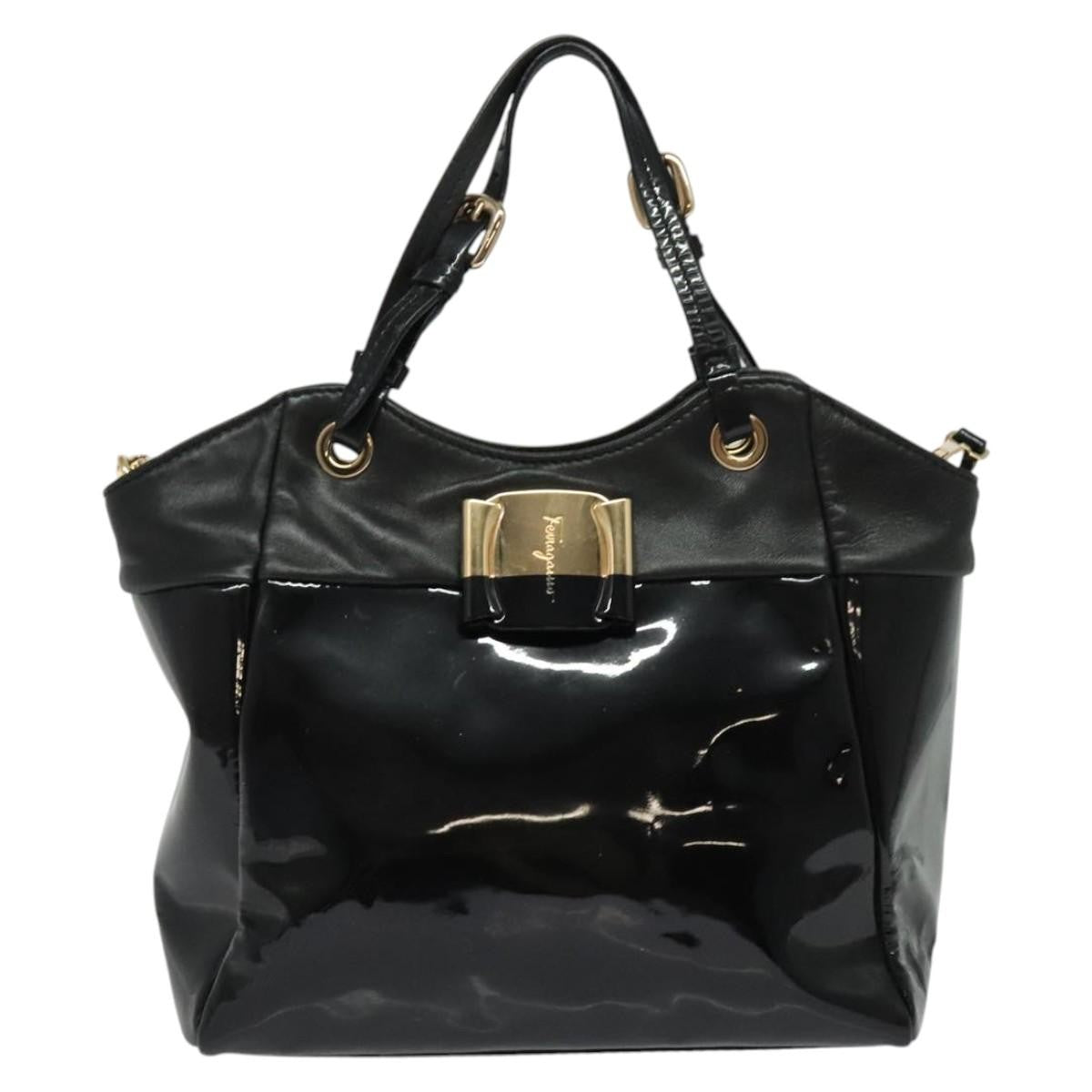 Salvatore Ferragamo Vala Handbag Patent leather, BLACK, PATENT_LEATHER, Handbag