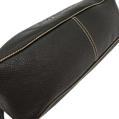 Chanel Lax Front Zip Bag Pebbled Leather, BLACK, LEATHER, Shoulder bag