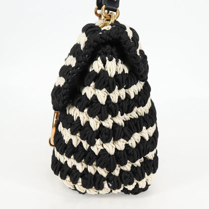 Salvatore Ferragamo Margot Satchel Braided Fabric, WHITE, POLYESTER, Handbag