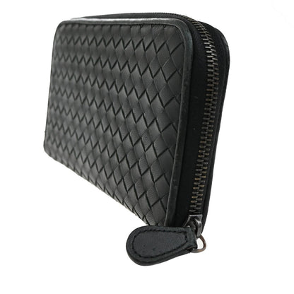 Bottega Veneta Intrecciato Wallet Leather, BLACK, LEATHER, Wallets