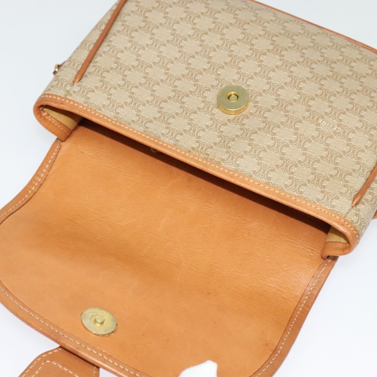 Celine Macadam Shoulder Bag PVC Leather, BEIGE, CANVAS, Shoulder bag