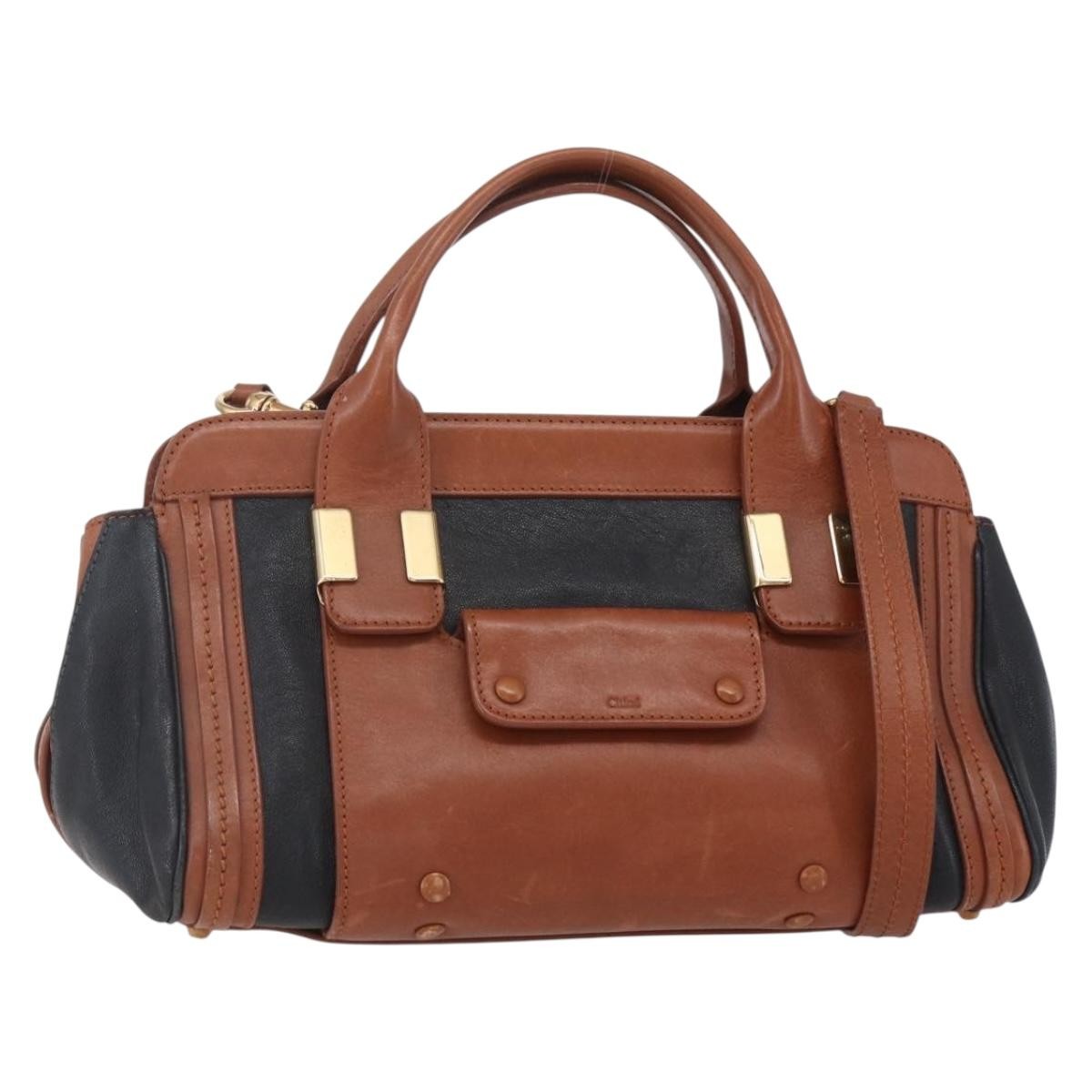 Chloe Alice Satchel Leather, BROWN, LEATHER, Handbag