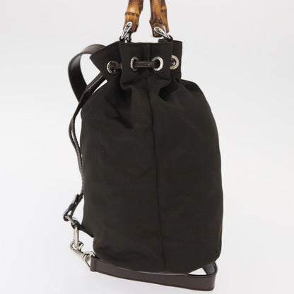 Gucci Vintage Bamboo Sling Backpack Nylon, KHAKI, NYLON, Backpack
