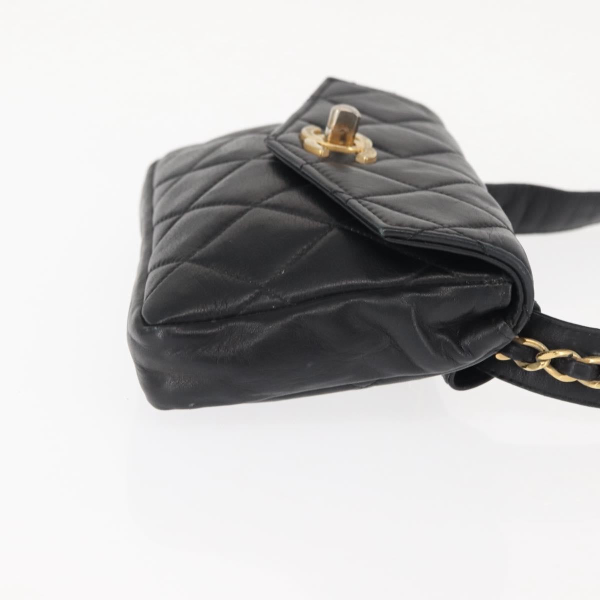 Chanel Vintage CC Flap Waist Bag Quilted Lambskin, BLACK, LEATHER, Shoulder bag