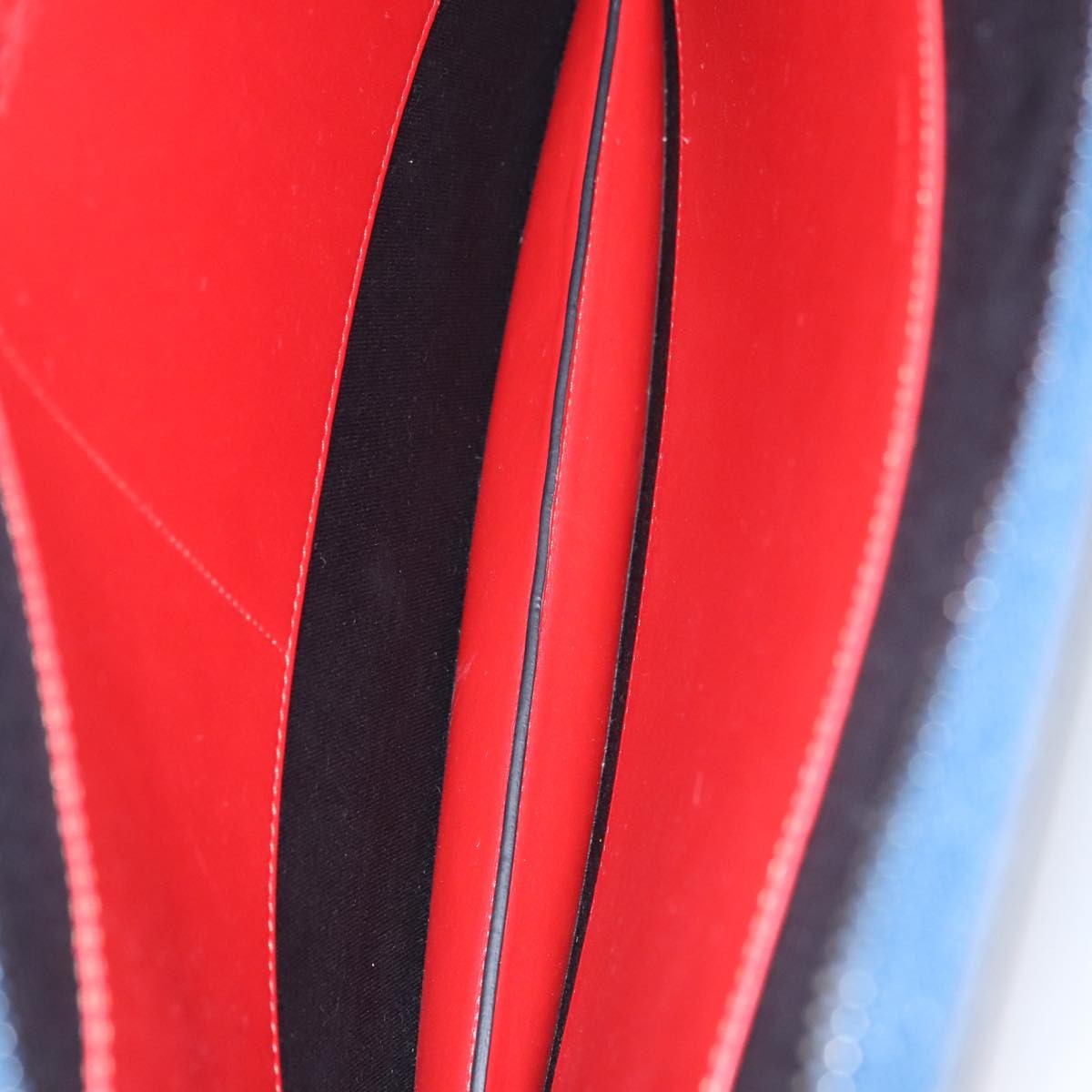 Christian Louboutin Trictrac Portfolio Bag Leather and Spiked Leather, BLUE, LEATHER, Handbag