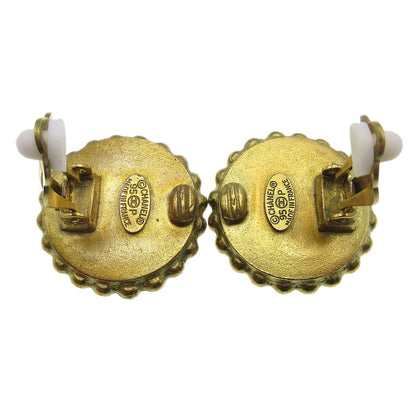 Chanel CC Round Earrings Metal, BLACK, GOLD_PLATED, Earrings