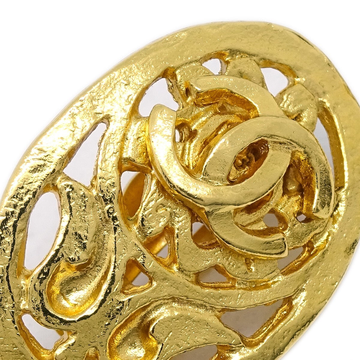 Chanel CC Oval Tag Drop Hoop Earrings Metal, GOLD, GOLD_PLATED, Earrings