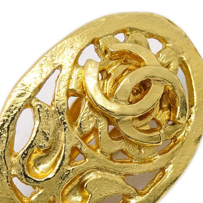 Chanel CC Oval Tag Drop Hoop Earrings Metal, GOLD, GOLD_PLATED, Earrings