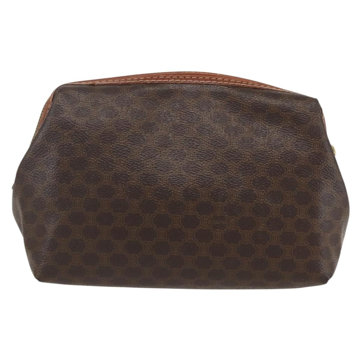 Celine Macadam Pochette Canvas and Leather, BROWN, CANVAS, Clutche & pouche